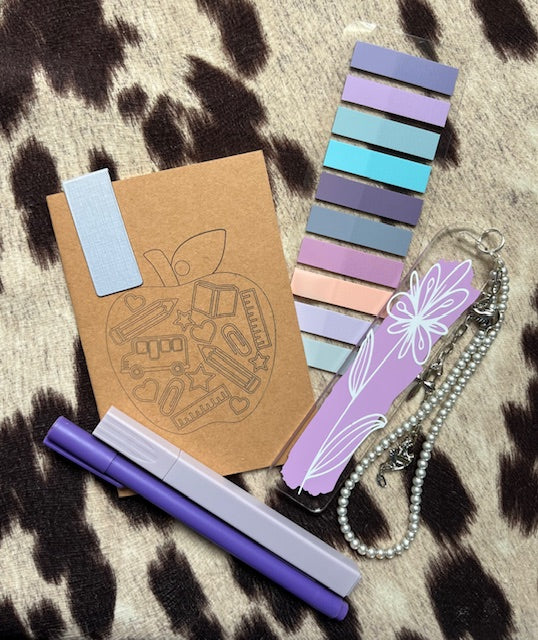 Purple Flower/Apple Teacher Gift Set