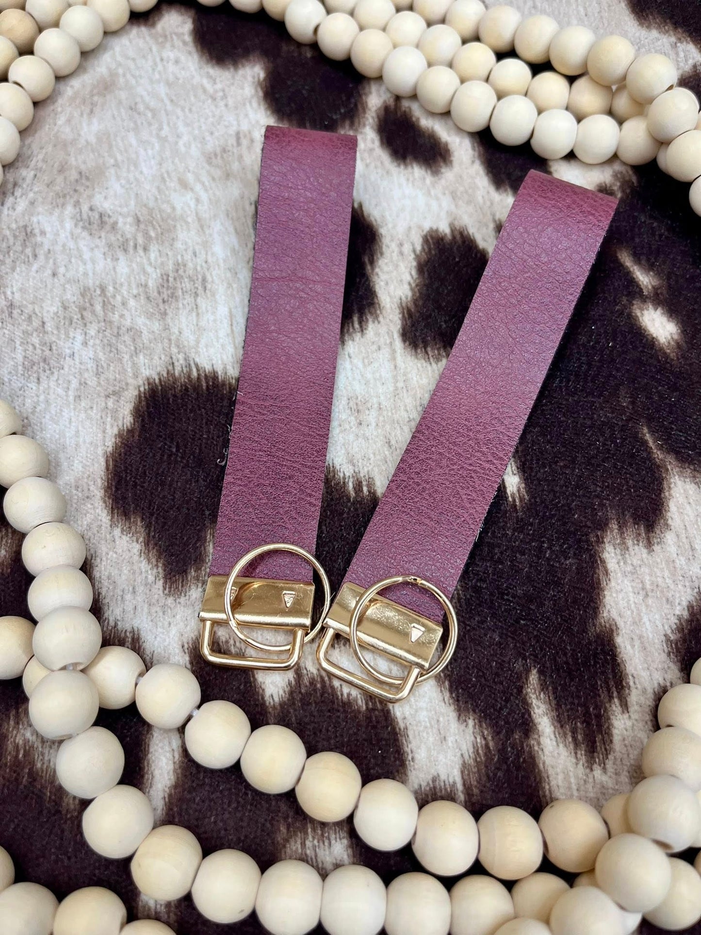 Maroon Leather Wristlet