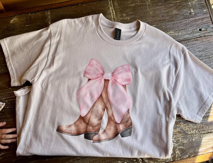 Country Boots with Pink Bow T-Shirt
