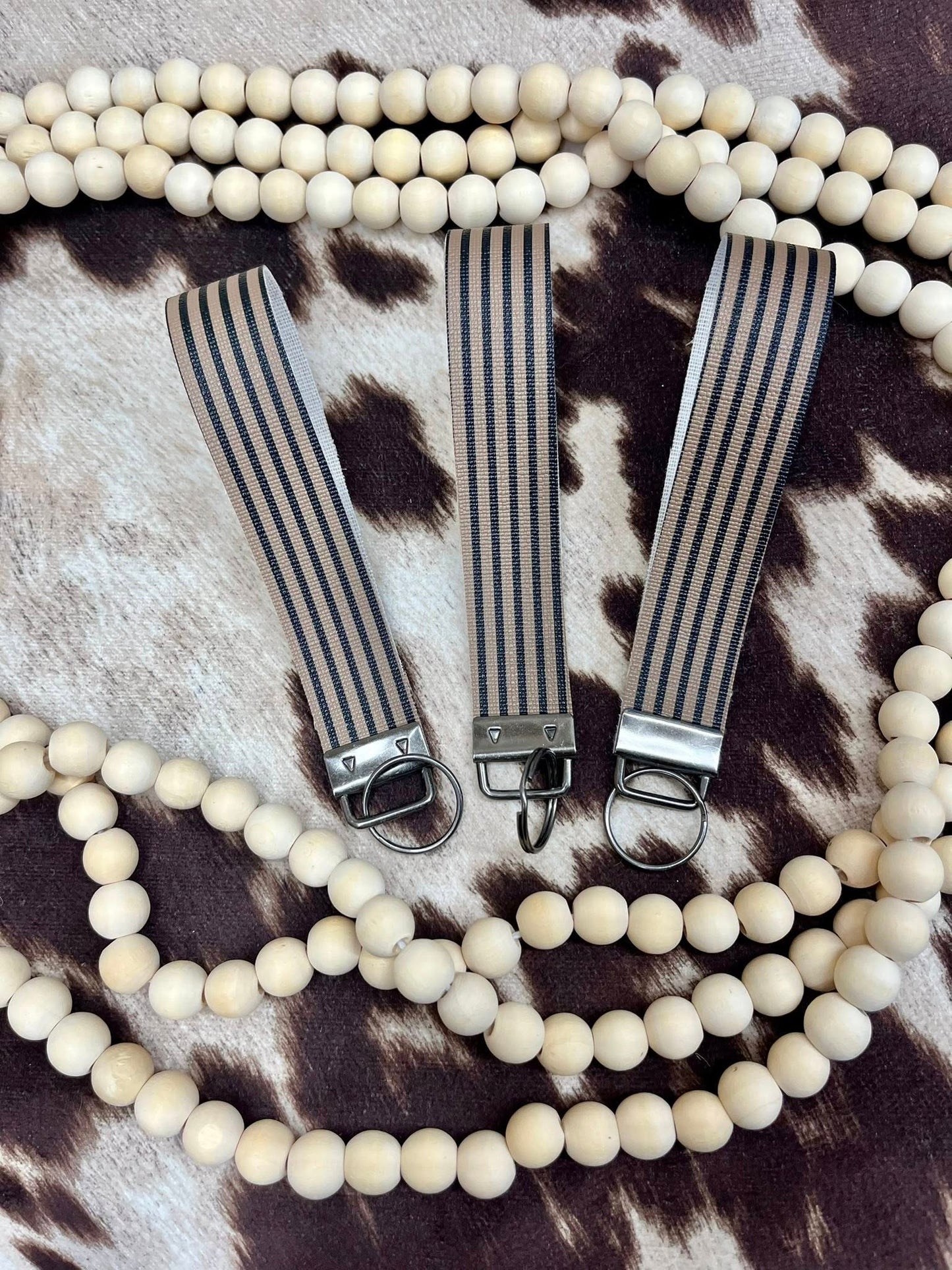 Stripe Leater Wristlet