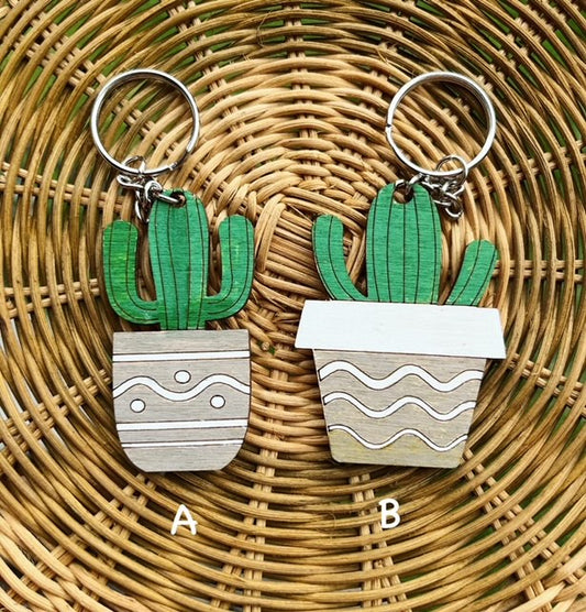 Potted Cactus Keychain