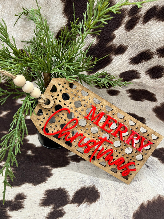 Merry Christmas Rattan Tag