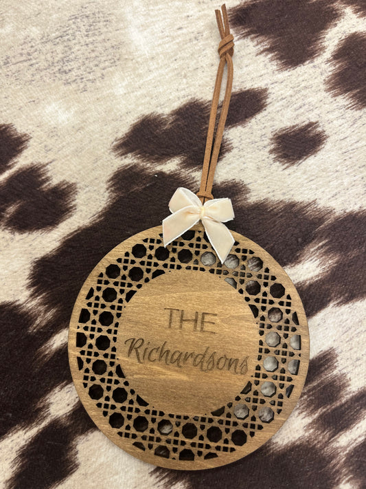 Rattan Custom Ornament (name in circle)