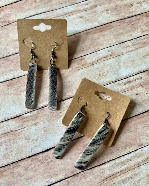 Rectangle Cow Hide Earrings