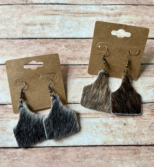 Cow Tag Earrings (hide)