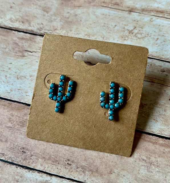 Teal Cactus Studs