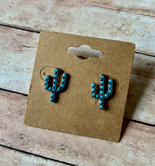 Teal Cactus Studs