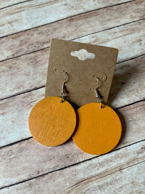 Circle Wood Earrings (mustard)