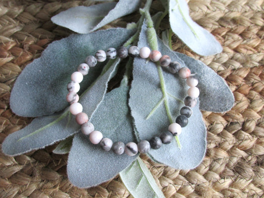 Pink Zebra Rough Stone Bracelet