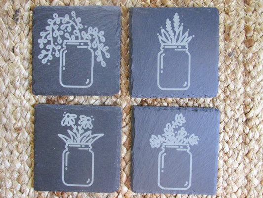 Flowers in Jar Slate Coasters