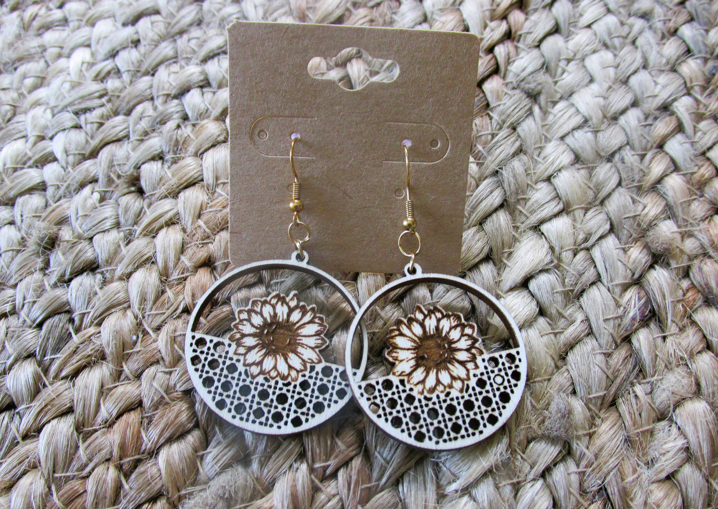 Rattan Sunflower Earrings