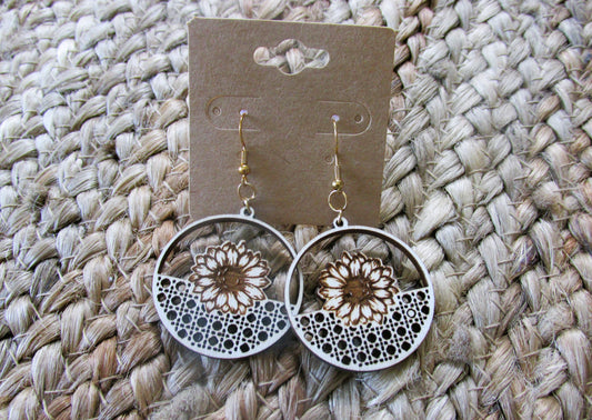 Rattan Sunflower Earrings