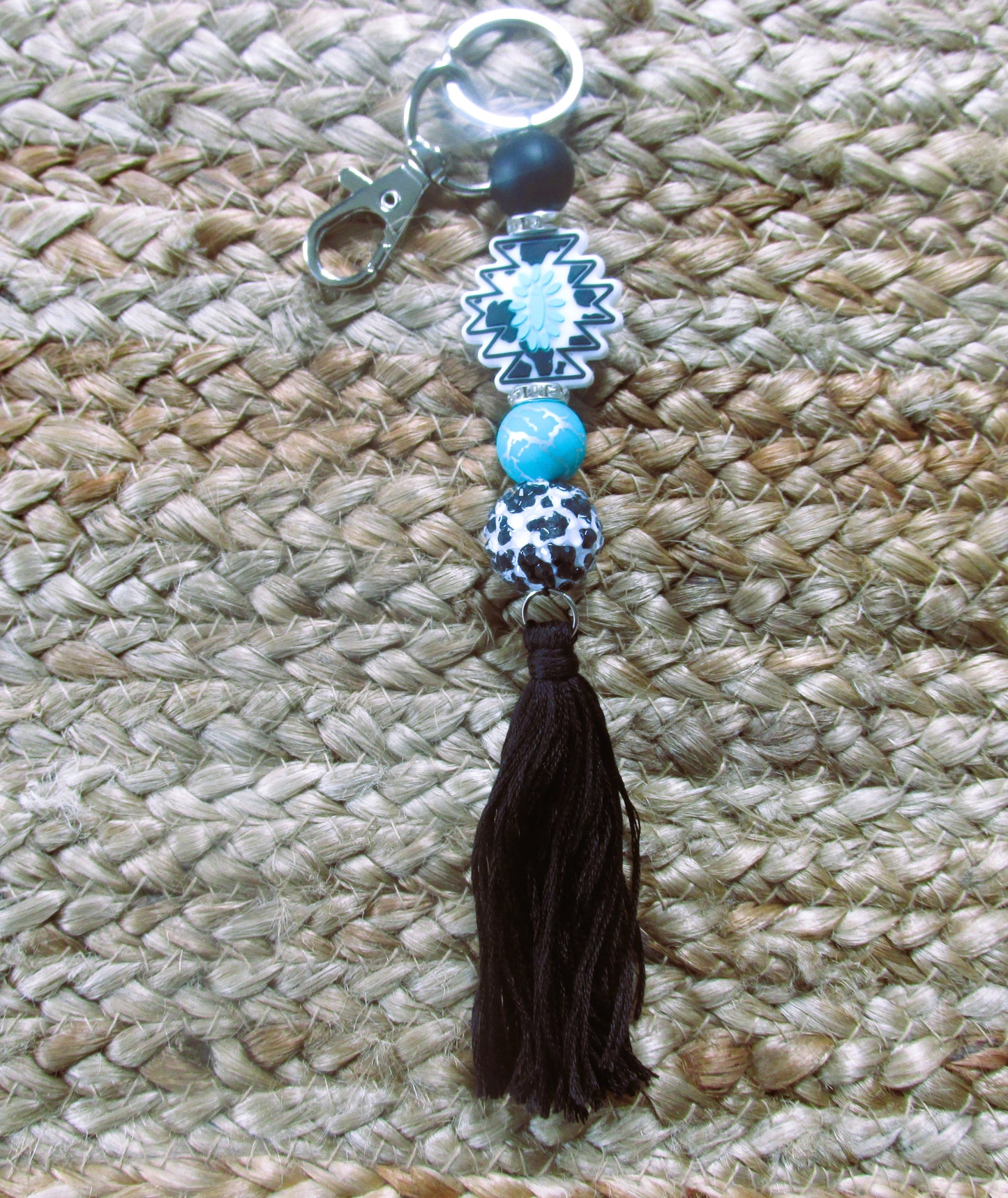 Aztec Cowprint Keychain