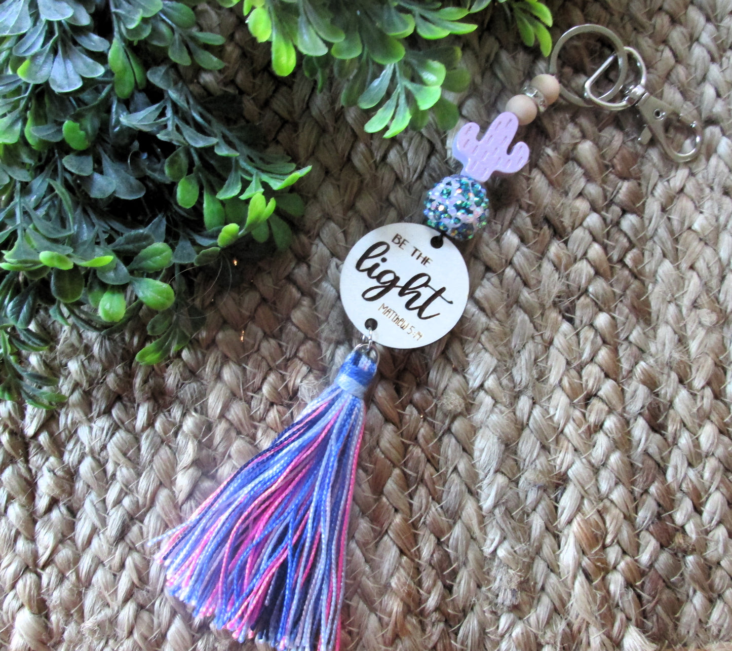 Be the Light Cactus Keychain