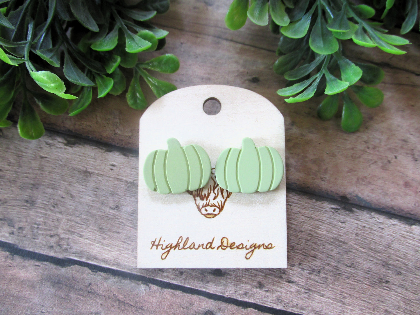 Sage Pumpkin Studs