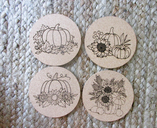 Pumpkin Cork Coaster Set