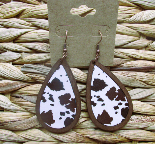 Cow Print Teardrop Earrings