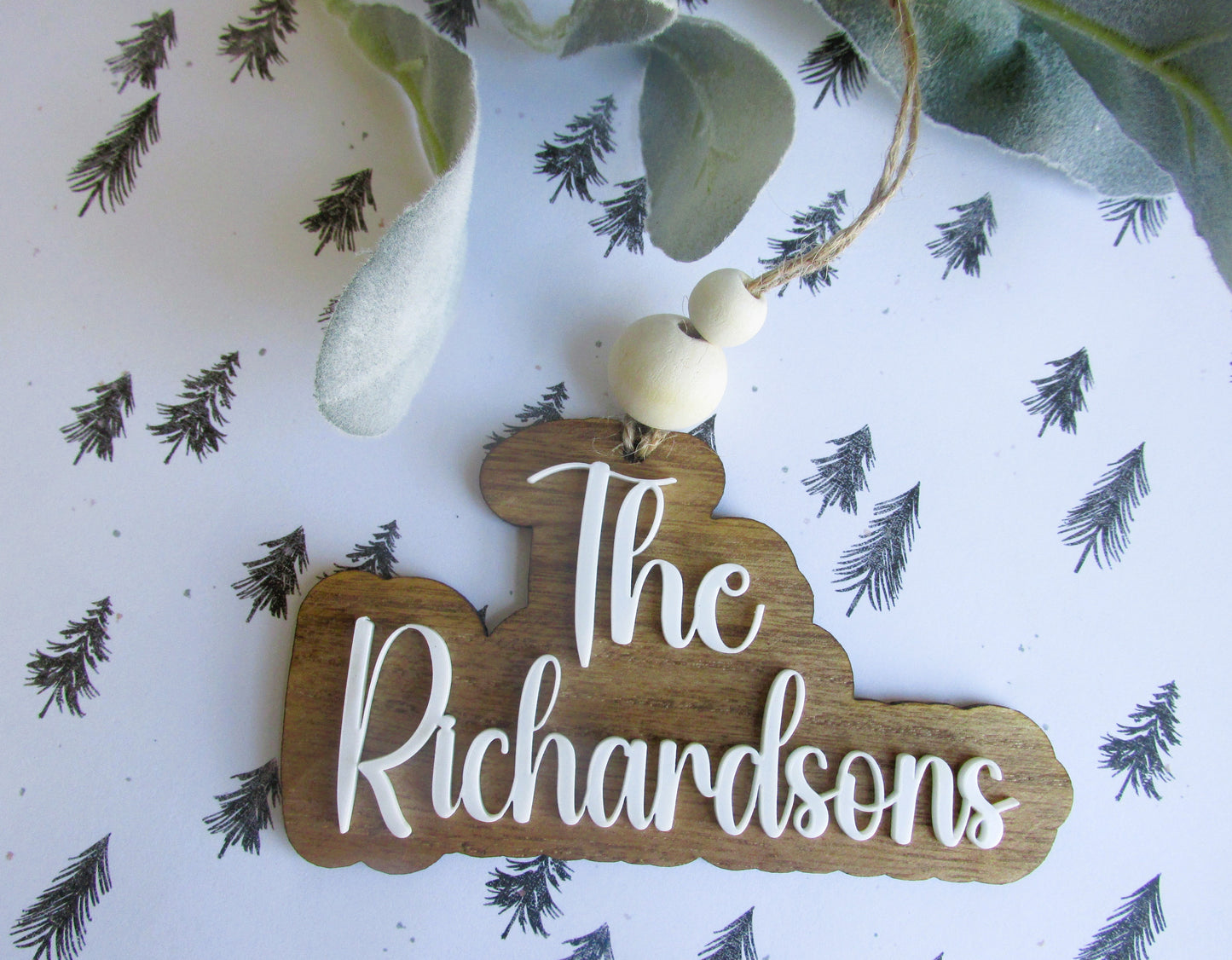 Custom Boho Last Name Ornament