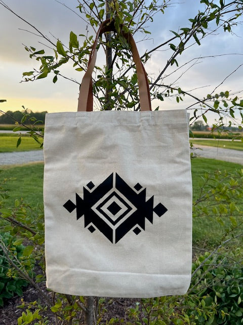 Aztec White Canvas Bag