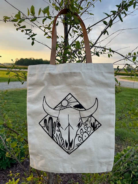 Cow Skull Canvas Bag