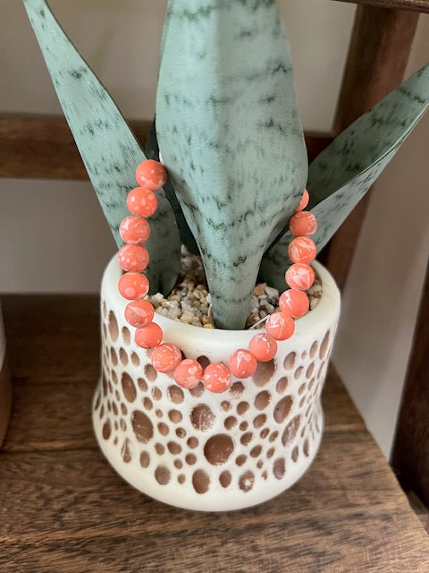 Coral Glass Bead Bracelet