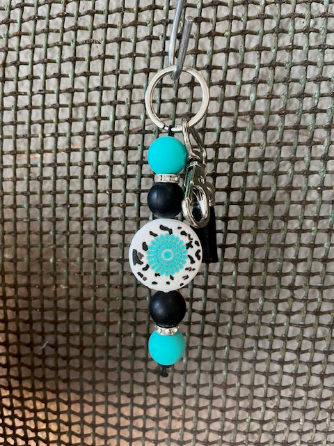 Turquoise Pendant (teal & black) Silicone Keychain