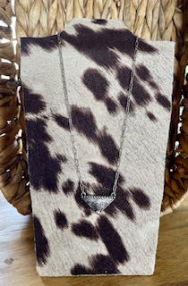 Metal Stamped Leather Paper Clip Necklace