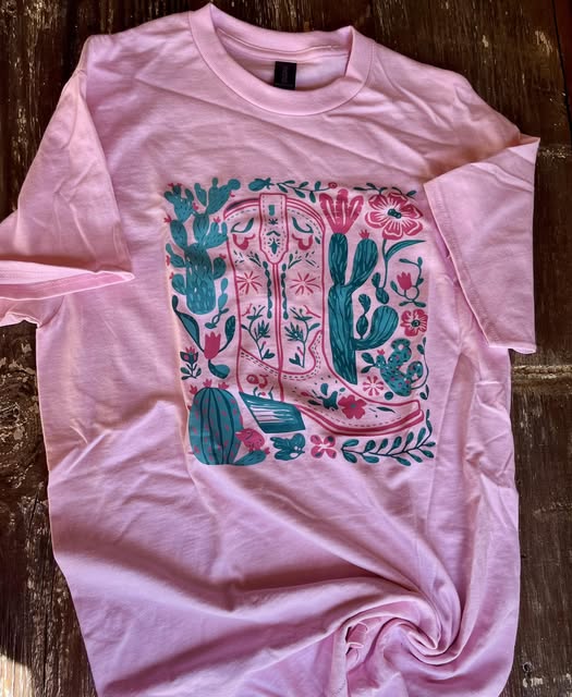 Pink Cactus Boot T-Shirt