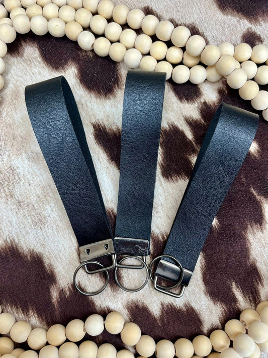 Black Leather Wristlet (shiny)