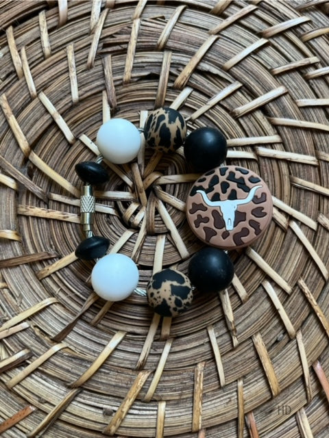 Black/Tan Cheetah Longhorn Tumbler Charm