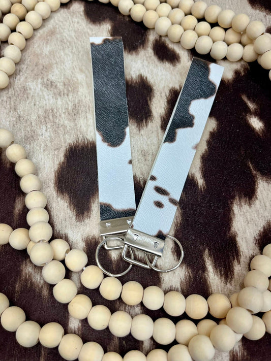 Cow Print Leather Wristlet