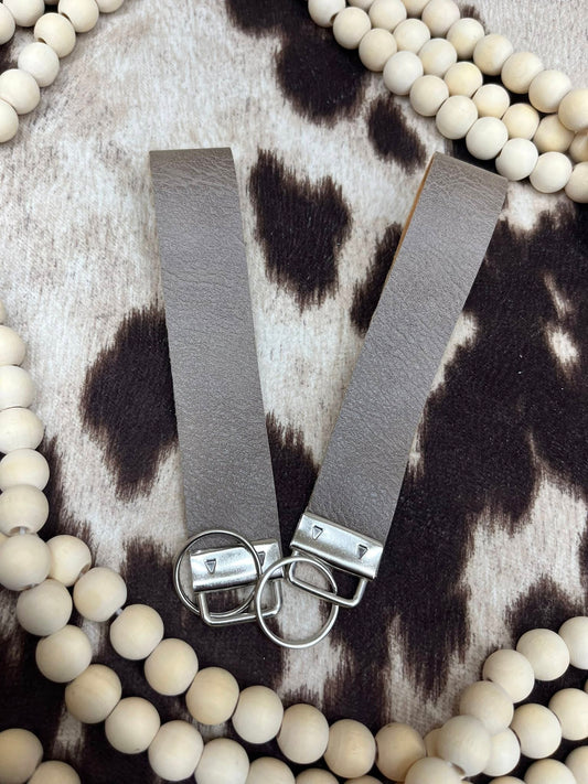 Grey/Tan Leather Wristlet