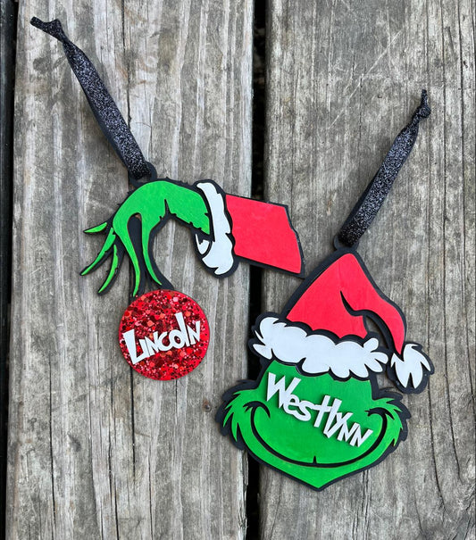 Grinchy Hand Ornament