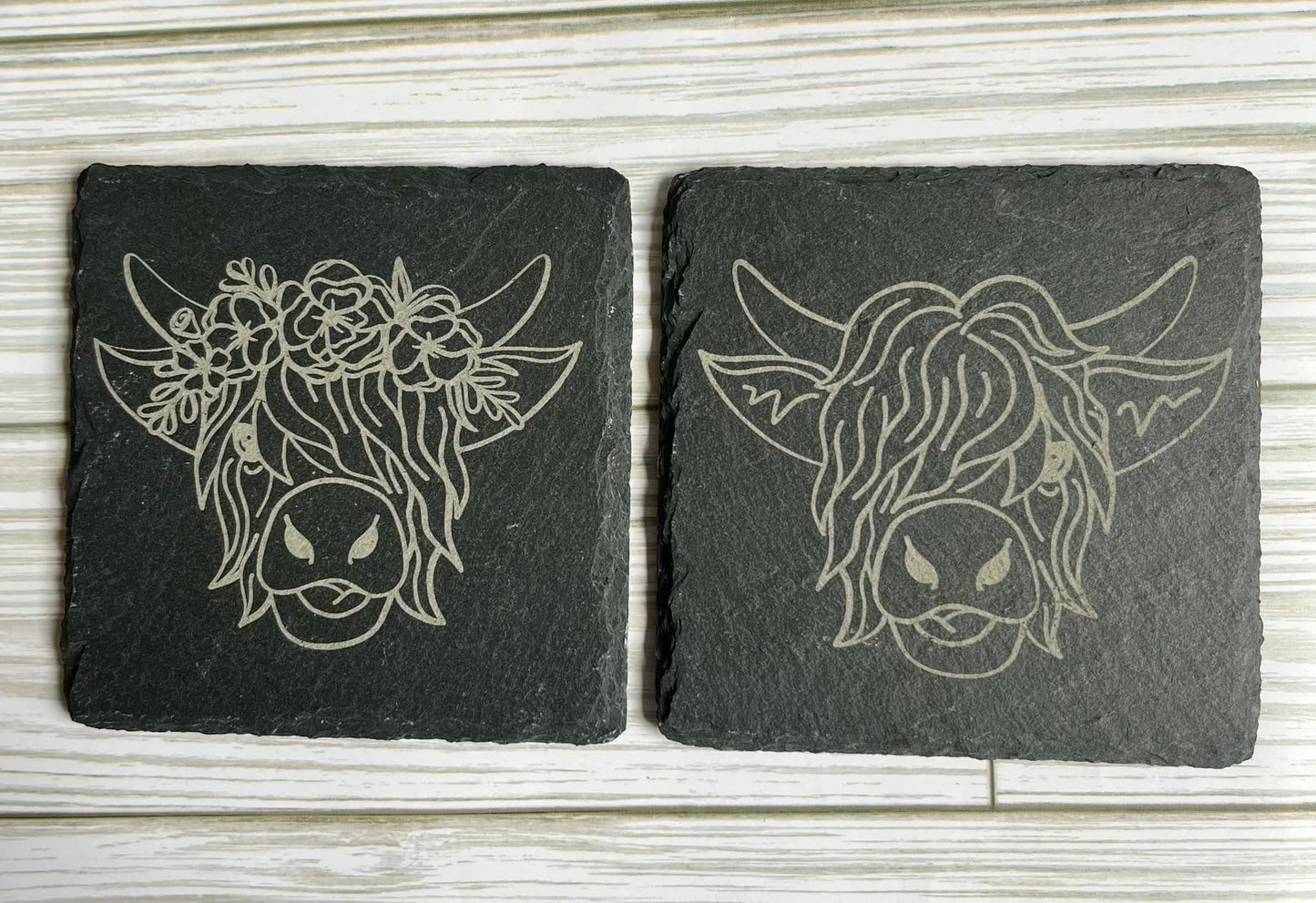 Highland Cow Slate Coaster