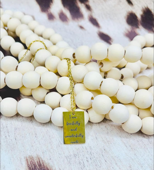 Square, "I am fearfully and wonderfully made" Necklace