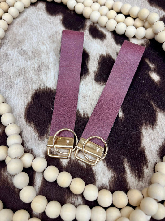 Maroon Leather Wristlet