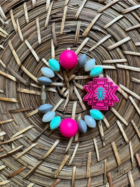 Pink Aztec Brooch Tumbler Charm