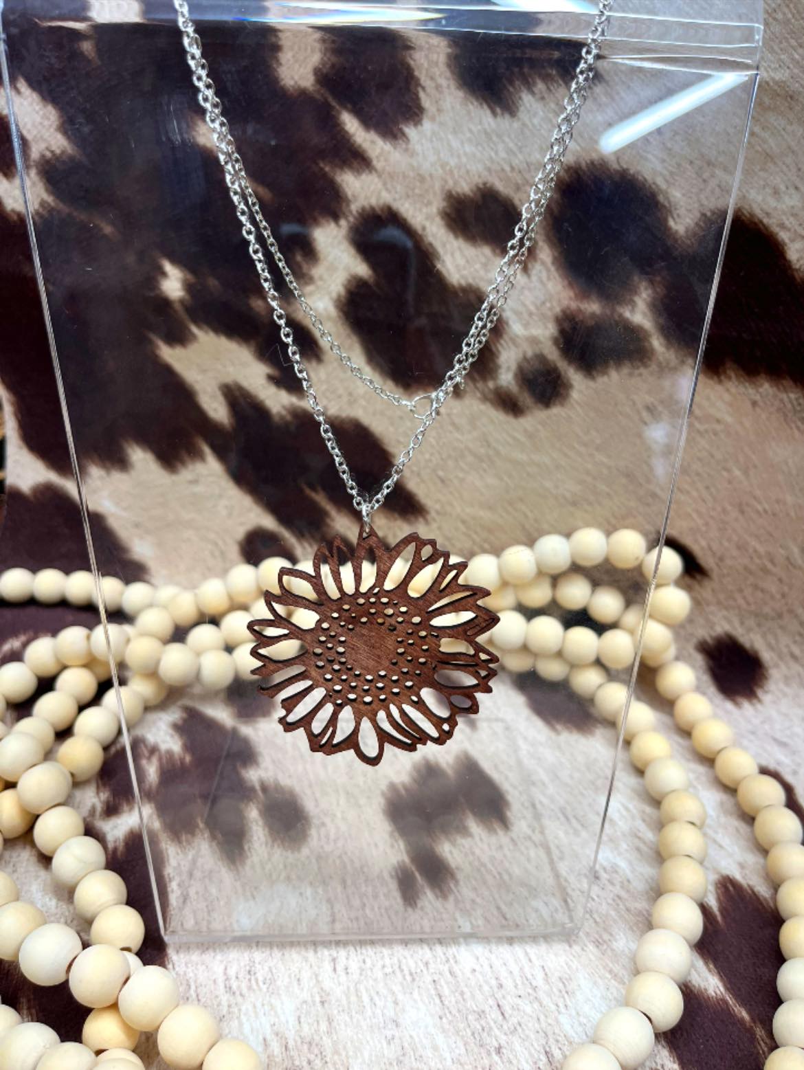 Wooden Sunflower Necklace